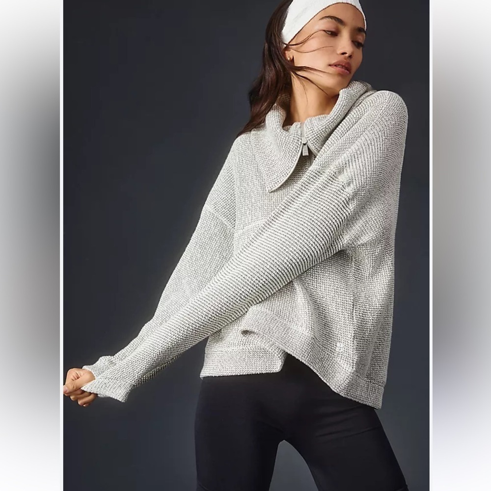 SWEATY BEATTY 12 Restful boucle long sleeve 1/2 zip grey woman activewear tunic